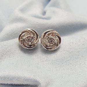 Beautiful 925 Sterling Silver Designer Round Raw Diamonds Stud Earrings